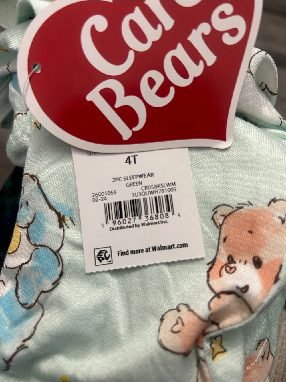 Care Bears Mint and Pink Cloud Print Kids Pajama Set